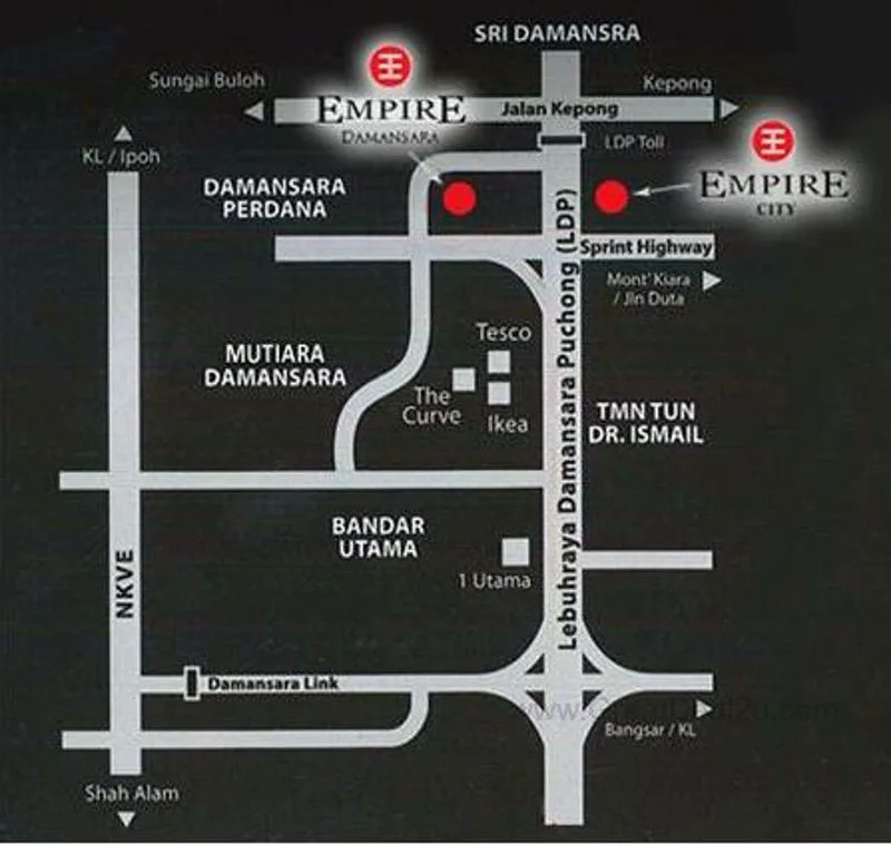 M Tower Empire City Corner Unit Type B & Type J for Rent 43 Empire City Map @ Damansara Petaling Jaya
