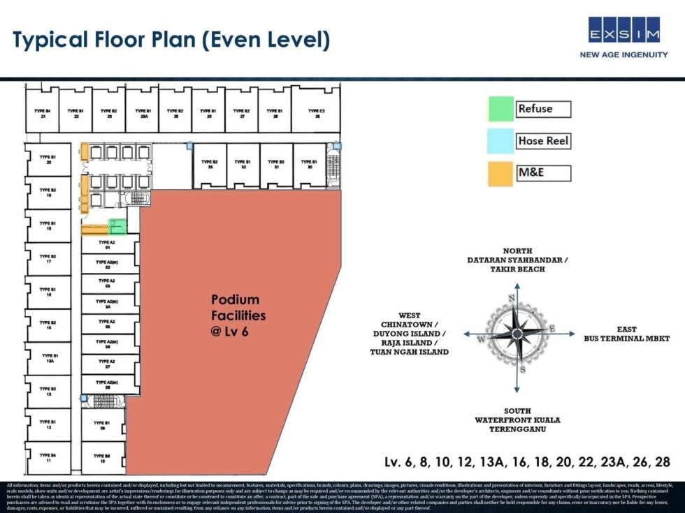 Typical Floor Plan Even Number Level